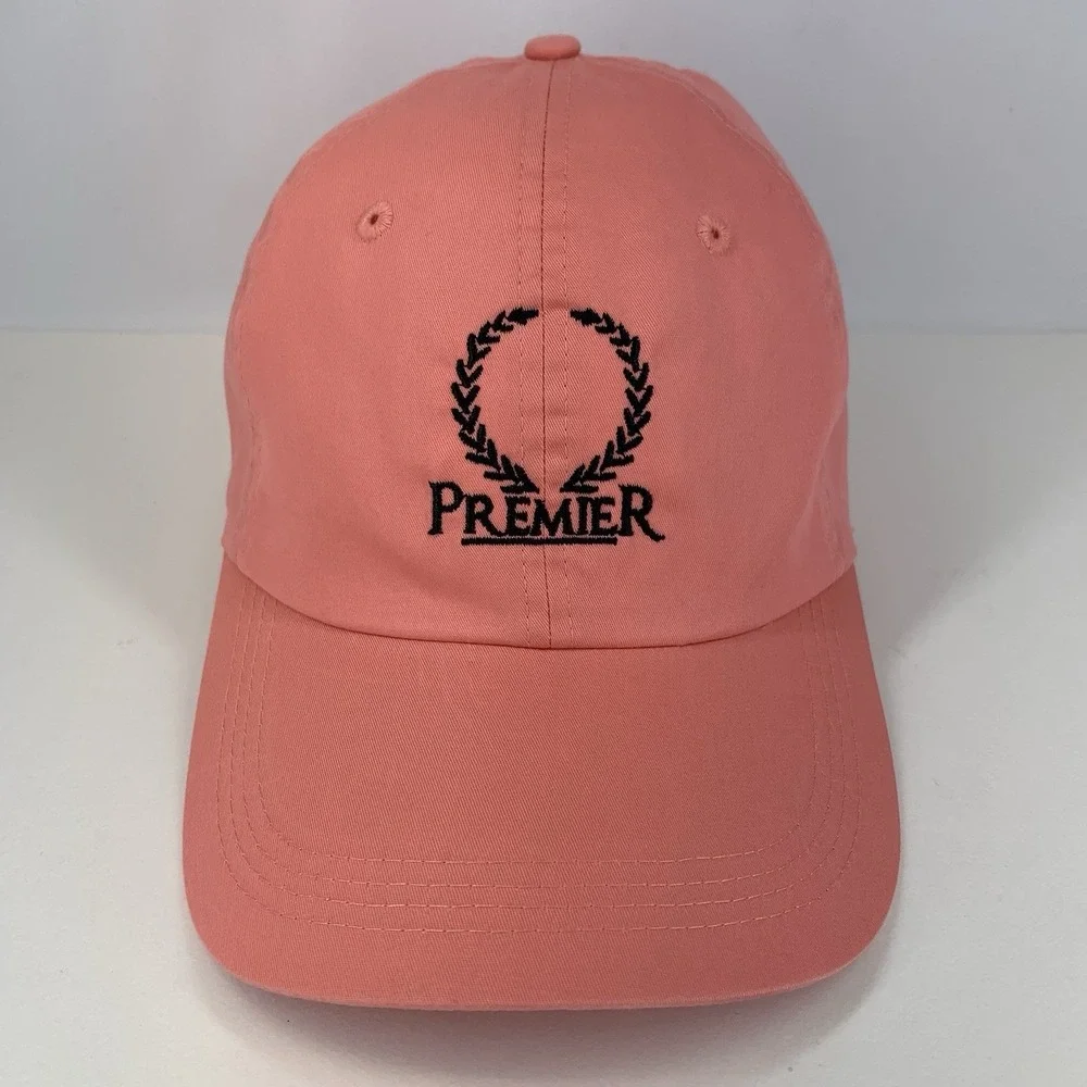 Premier Logo Hat Pink Light Weight Adjustable AHead Classic Cut Baseball Cap
